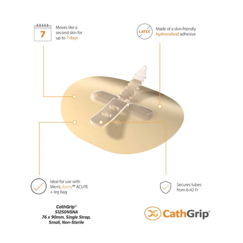 CathGrip® Tube Securement Device (76 x 90mm, Single Strap, Small, Non-Sterile)