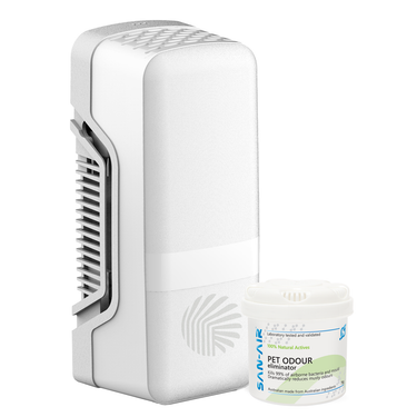 San-Air Pet Odour Gel with Fan Dispenser Bundle