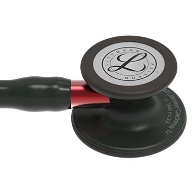 3M Littmann Cardiology IV Stethoscope With Special Edition Black Chestpiece; Black Tube; Red Stem And Black Headset