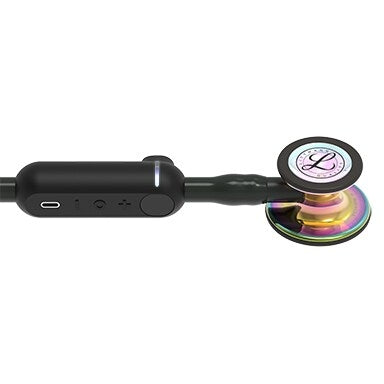 3M Littmann CORE Digital Stethoscope With High Polish Rainbow Chestpiece; Black Tube; Stem And Headset
