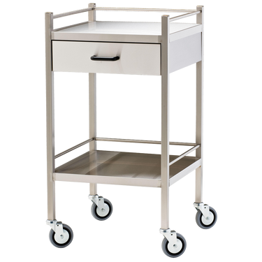 Small Stainless Steel Trolley with Drawer 50 x 50 x 97cm