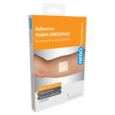 AEROFOAM PLUS Adhesive Foam Dressings 7.5 x 7.5cm Box/2