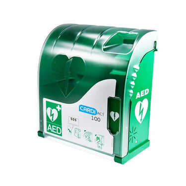 CARDIACT Green Outdoor Connected AED Cabinet 42 x 38 x 15cm