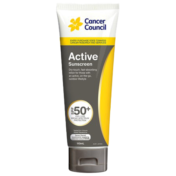 CANCER COUNCIL SPF50+ Active Sunscreen Tube 110mL (GST Free)