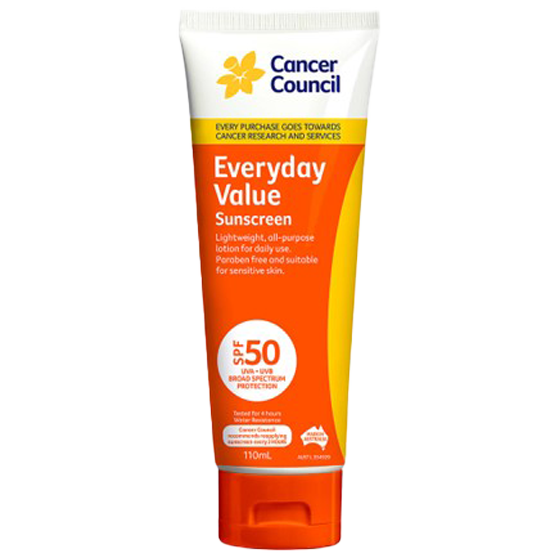 CANCER COUNCIL SPF50 Everyday Value Sunscreen Tube 110mL (GST Free)
