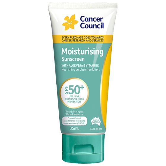 CANCER COUNCIL SPF50+ Moisturising Sunscreen Tube 35mL (GST Free)
