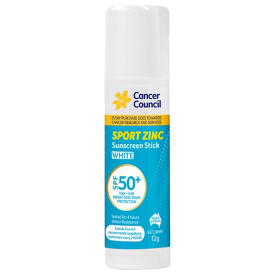 CANCER COUNCIL SPF50+ Sport Zinc Sunscreen Stick 12g (GST Free)