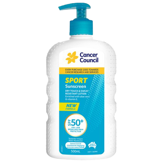 CANCER COUNCIL SPF50+ Sport Sunscreen Pump 500mL (GST Free)