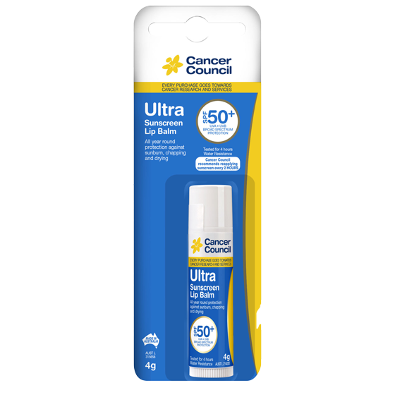 CANCER COUNCIL SPF50+ Ultra Lip Balm 4g (GST Free)