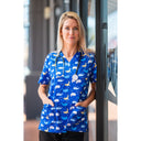 Softies Oxford Blue Whales Scrub Top BWT01 - Simply Scrubs Australia