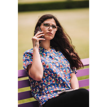 Unisex Christmas Medical Scrubs Top Printed SS01 - Simply Scrubs Australia