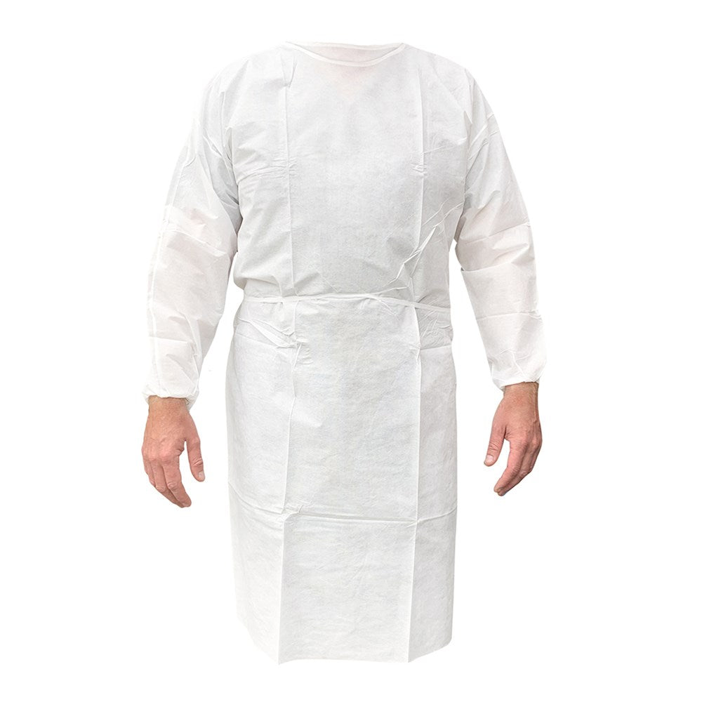 Disposable White Fluid Resistant Gown (Non-Sterile - Isolation Gown)