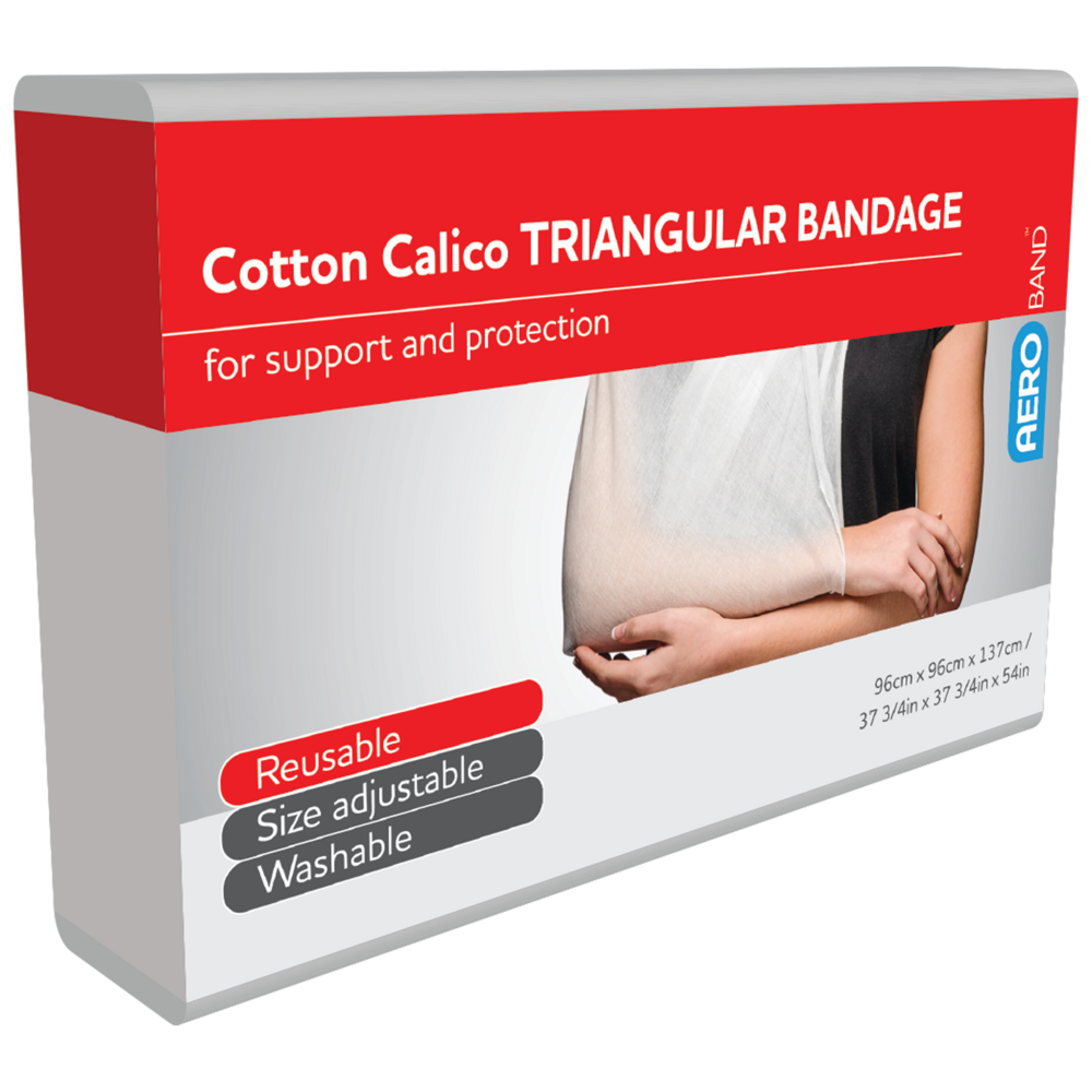 AEROBAND Cotton Calico Triangular Bandage 96 x 96 x 137cm Bag/10