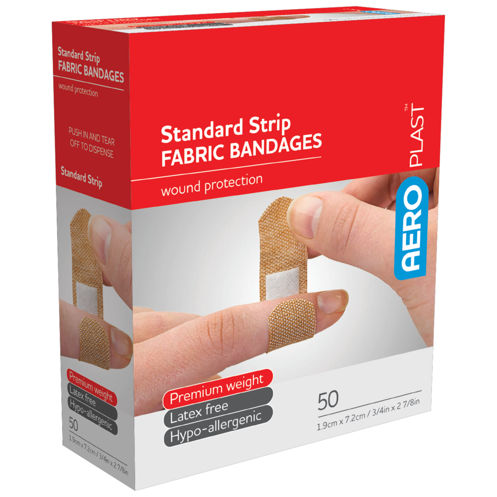 AEROPLAST Premium Fabric Standard Strip 7.2 x 1.9cm Box/100