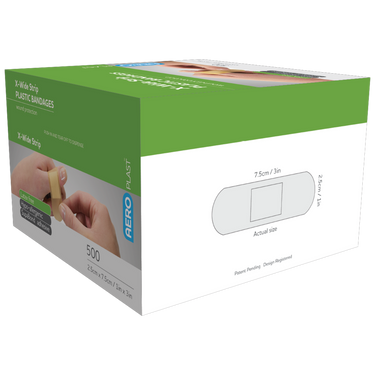 AEROPLAST Plastic X-Wide Strip 7.5 x 2.5cm Box/500