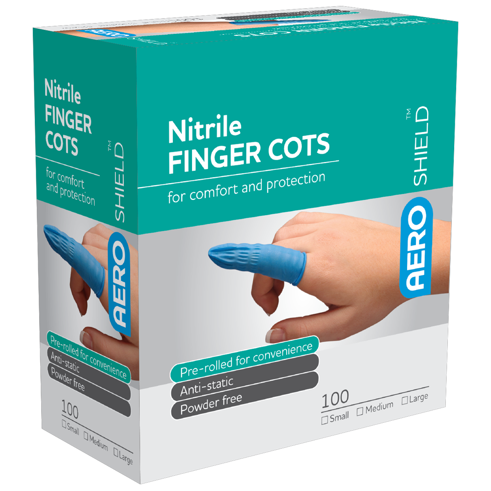 AEROSHIELD Large Nitrile Finger Cots Box/100